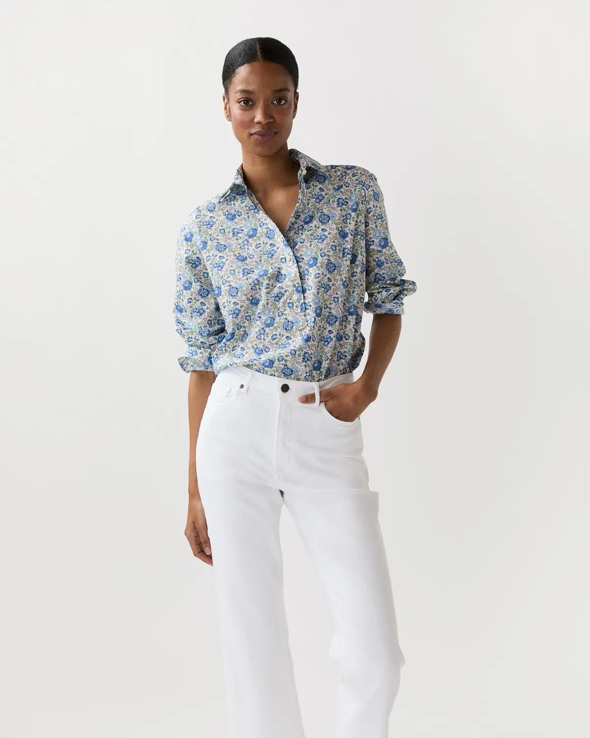 Tomboy Popover Shirt In Blue/Multi Felicite Liberty Fabric 1