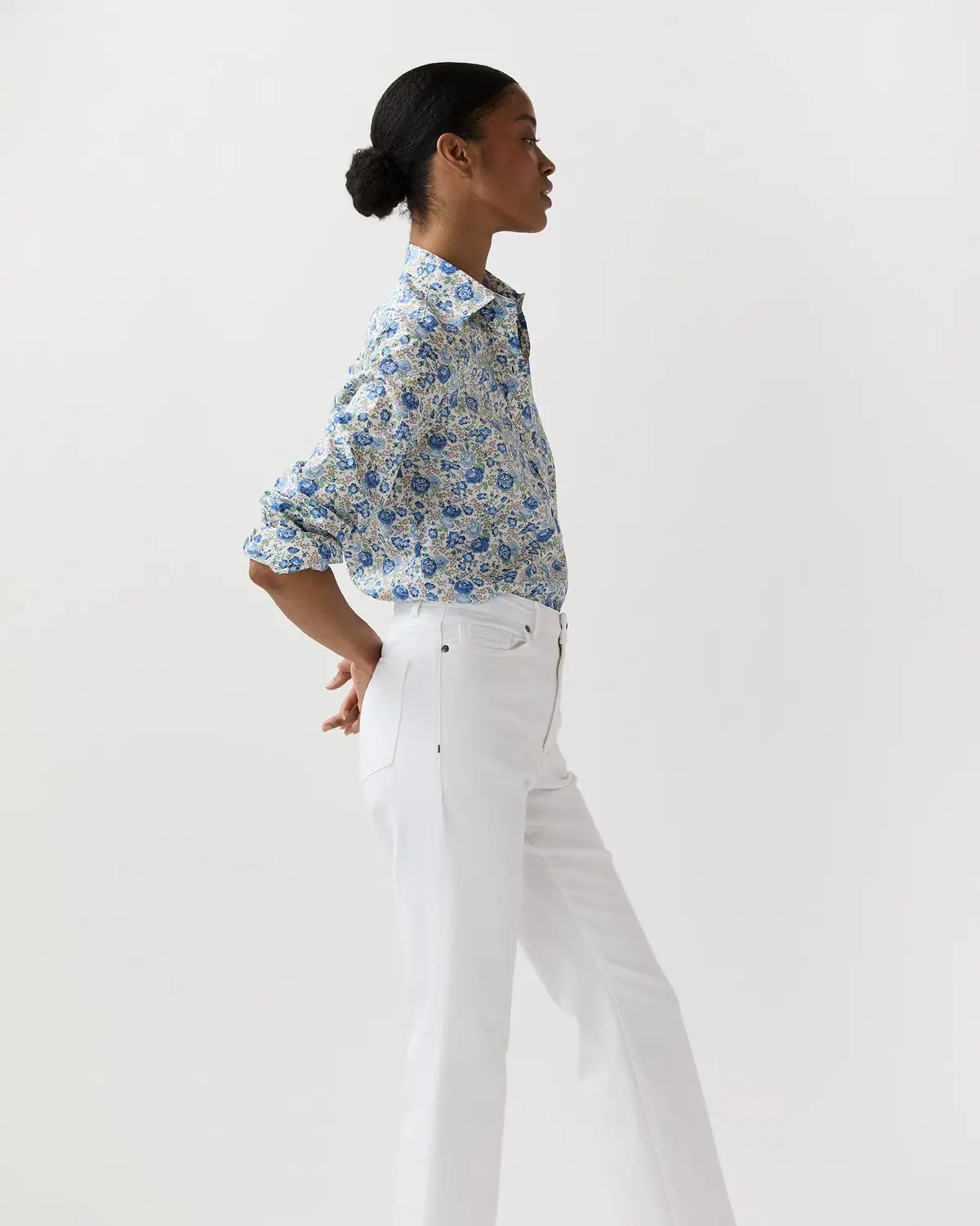 Tomboy Popover Shirt In Blue/Multi Felicite Liberty Fabric 4