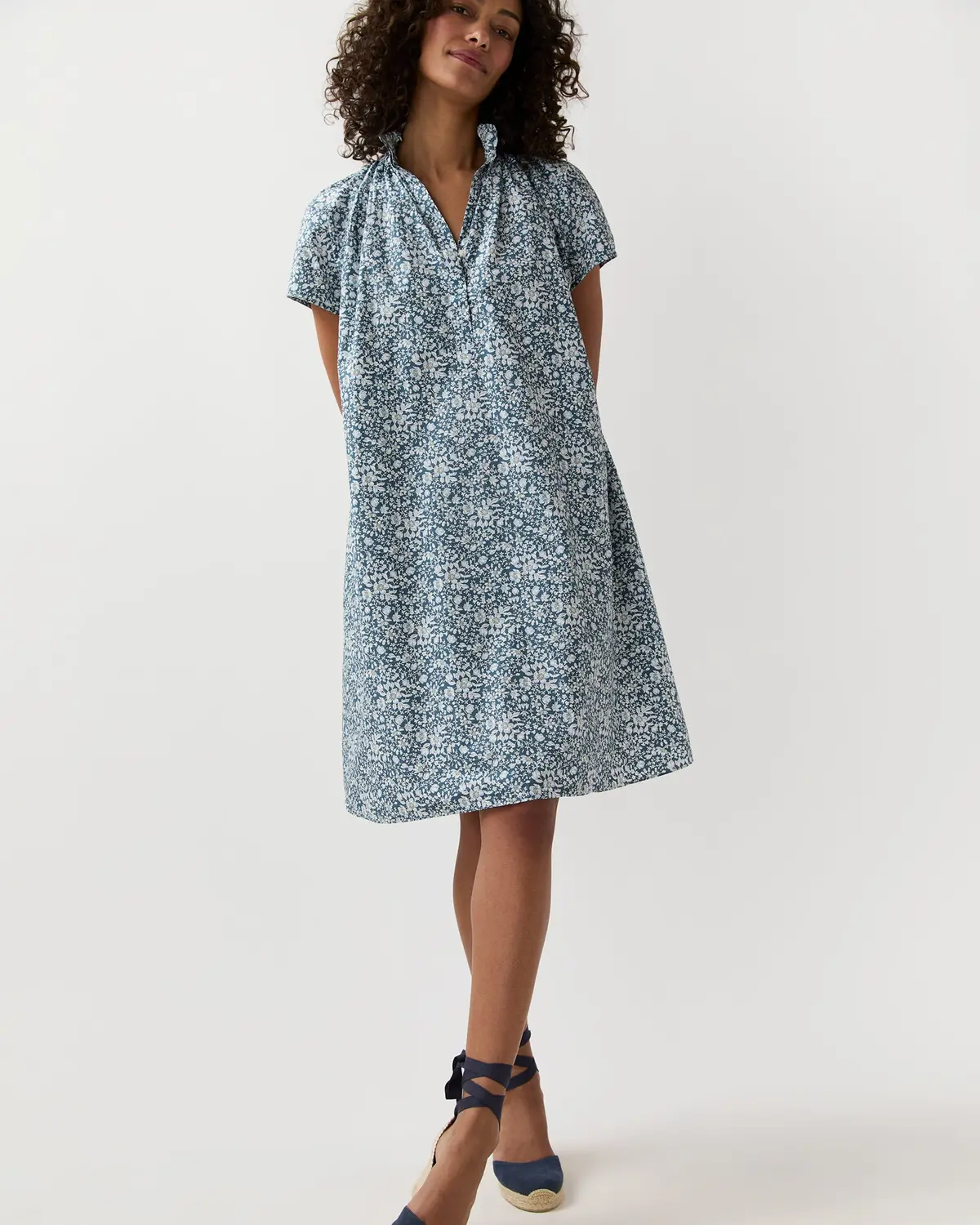 Atelier Volume Kami Dress In Blue Lizzy Liberty Fabric 1
