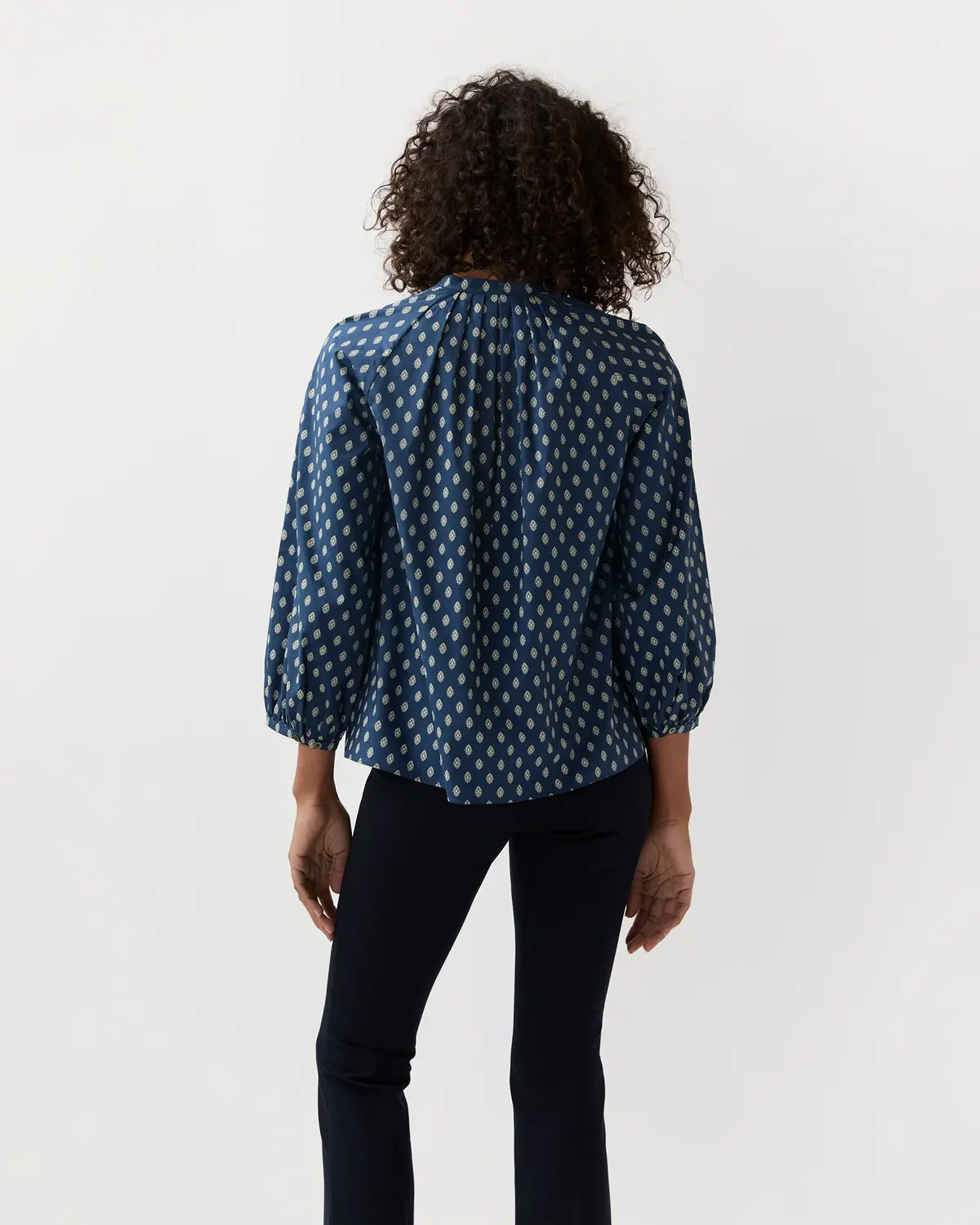 Sienna Top In Navy/Ivory Mazan Provençal Printed Poplin 5