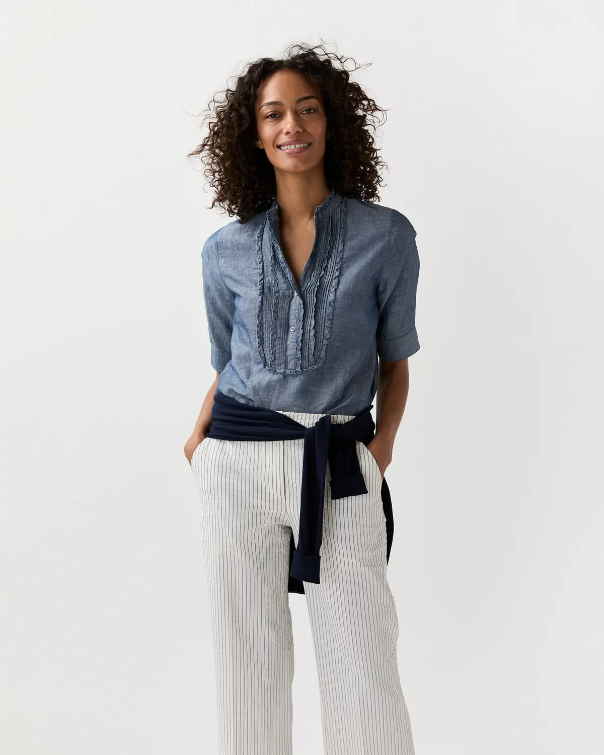 Madison Shirt In Light Wash Cotolino Chambray 1