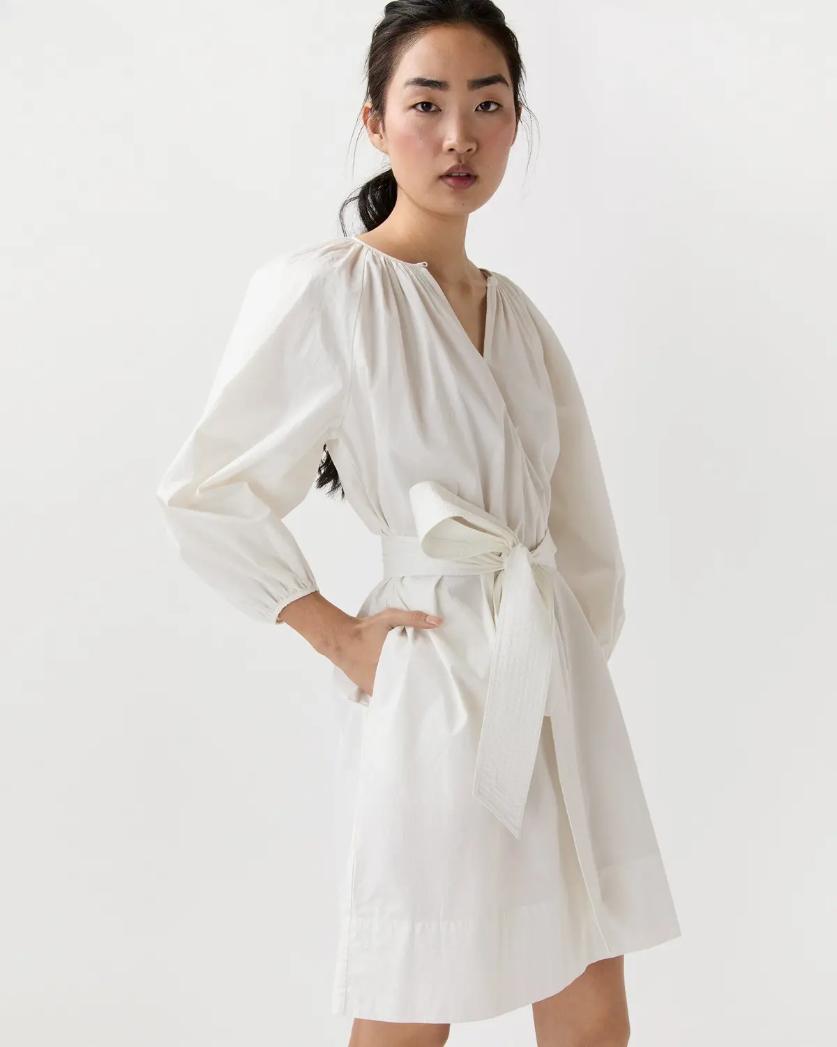 Genevieve Dress In Off-White Paperweight Stretch Poplin 1