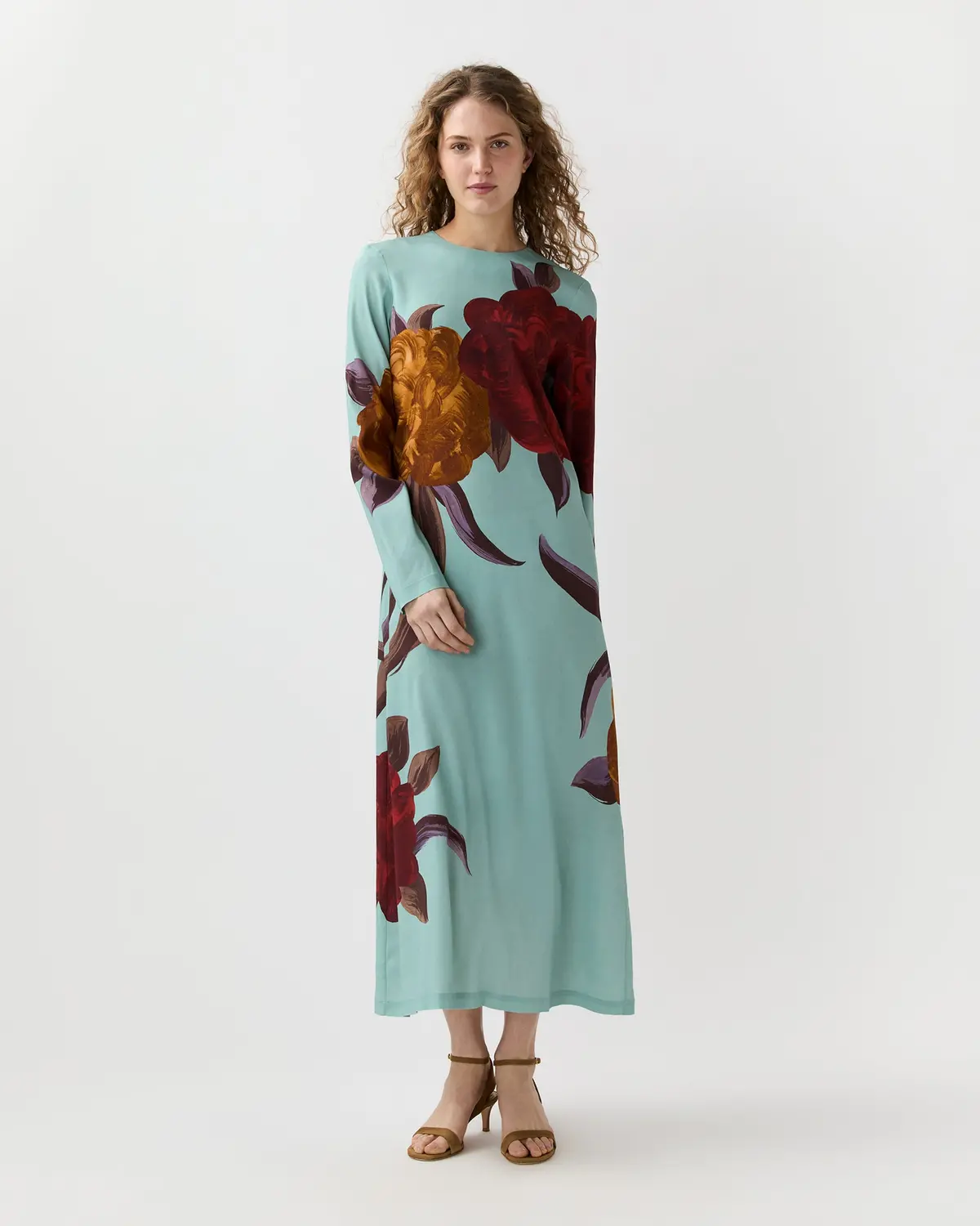Long Sleeve Swing Dress In Peony 1