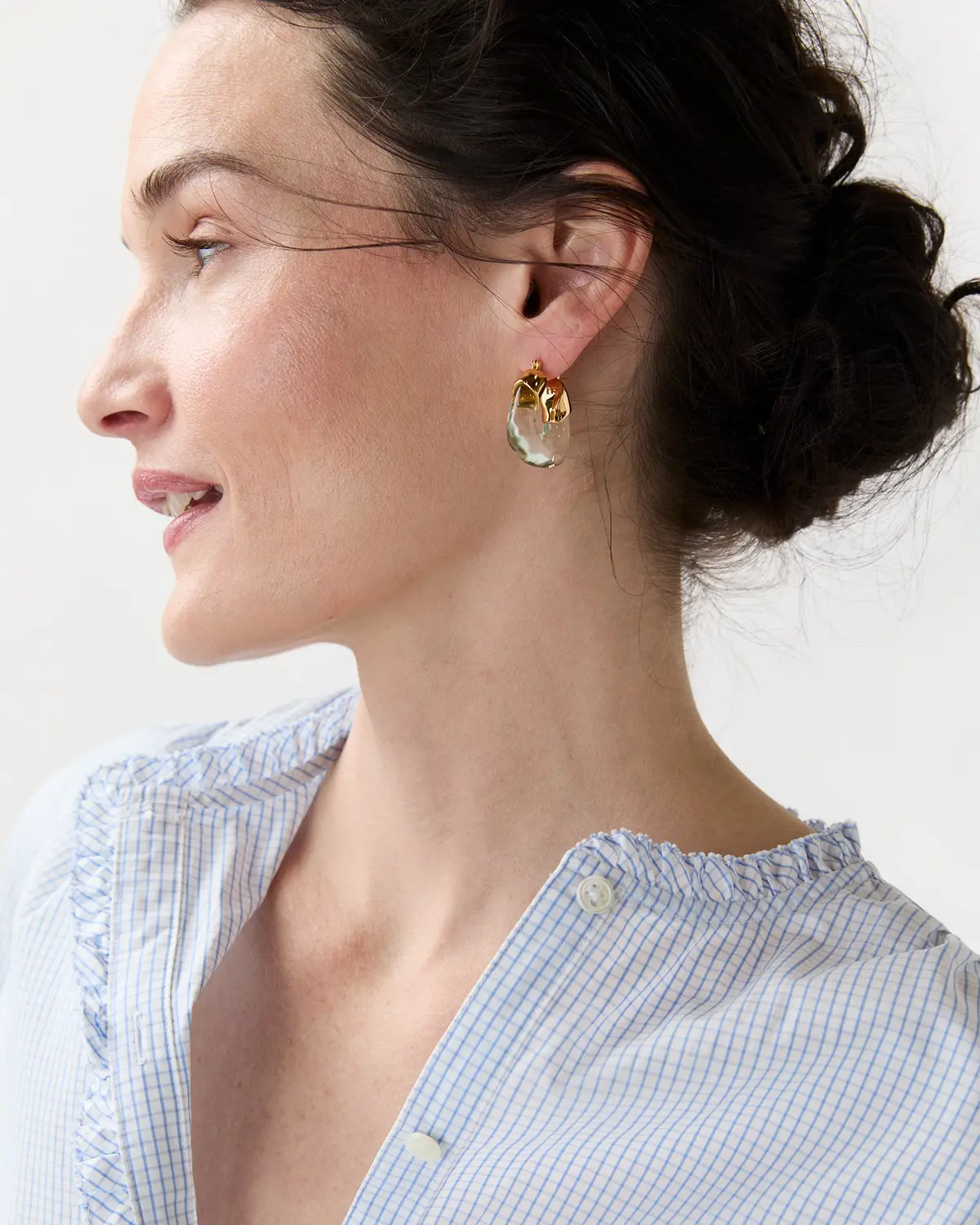 Mini Organic Hoop Earrings In Aqua 2