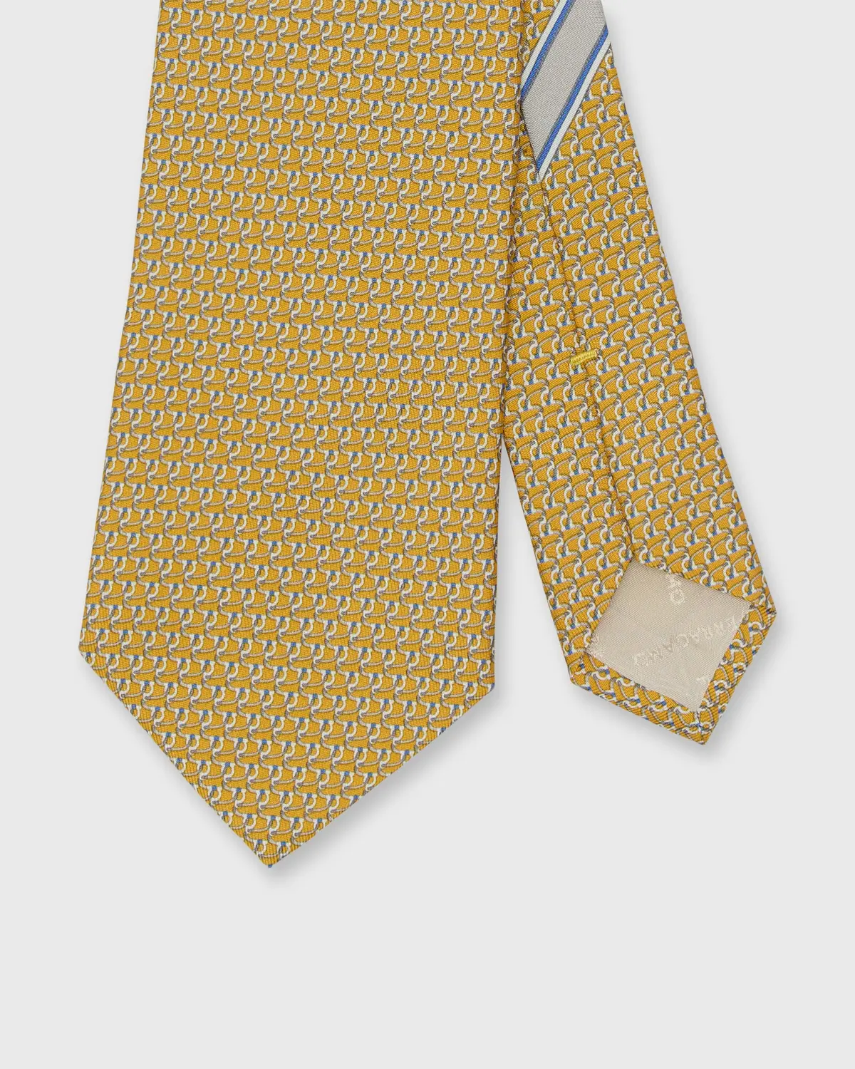 Silk Print Tie In Yellow Gancini Loop 1