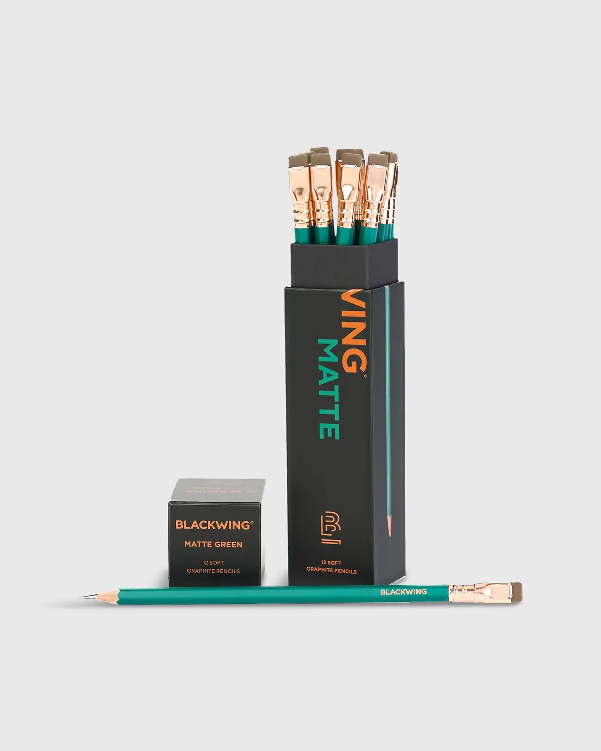 Matte Pencils (Set Of 12) In Green 1