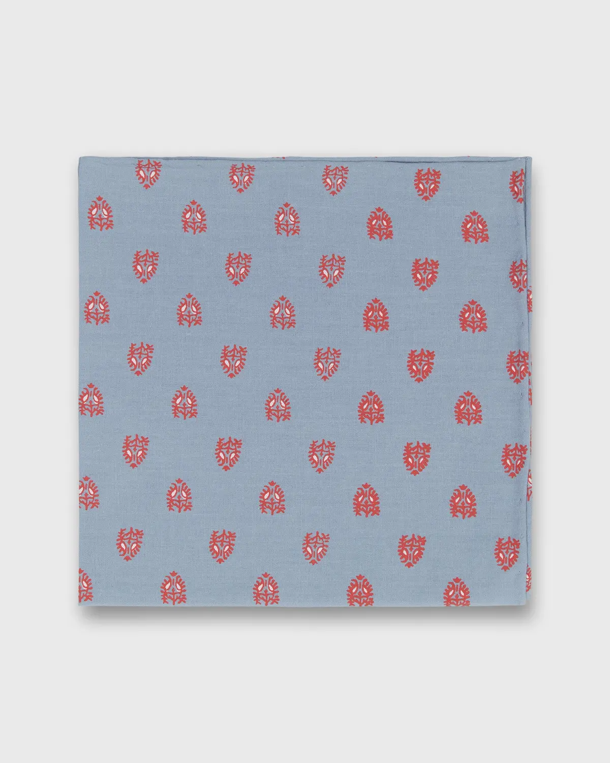Cotton Print Pocket Square In Sky/Coral Printed Poplin 1