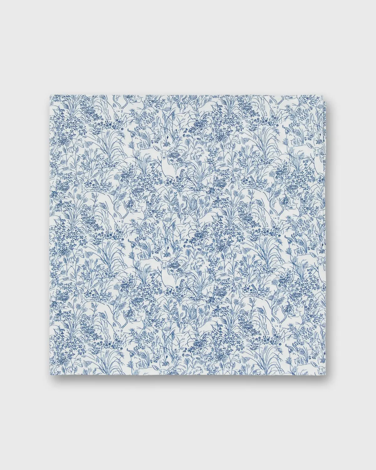 Cotton Pocket Square In White/Navy Wild Woodland Liberty Fabric 1