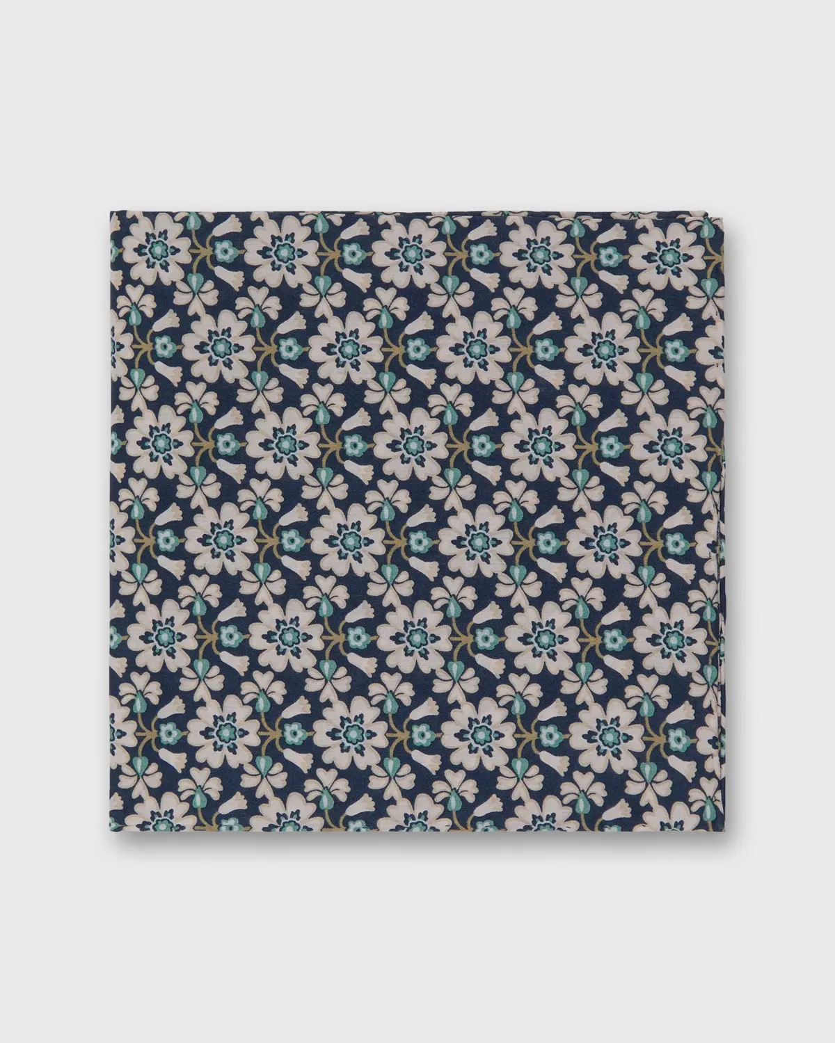 Cotton Print Pocket Square In Pacific/Pink/Aegean Macsen Liberty Fabric 1