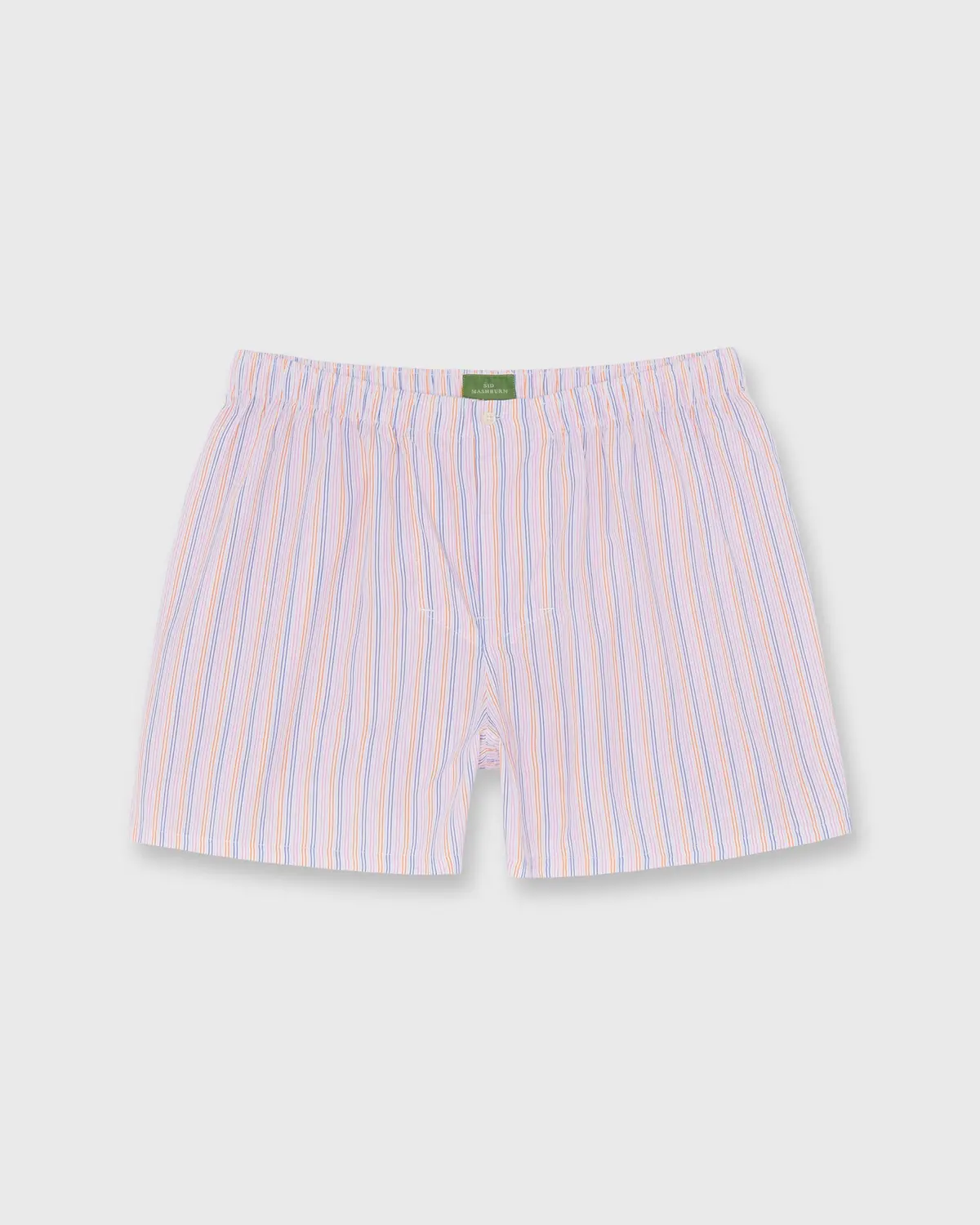 Button-Front Boxer Short In Navy/Orange/Pink Stripe Poplin 1