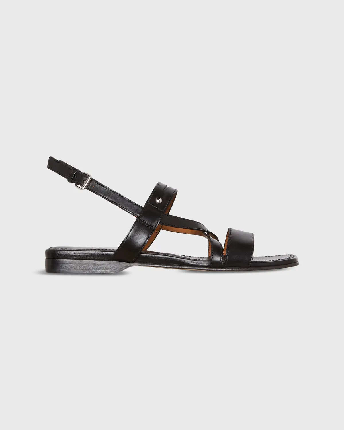 Cross Strap Sandal In Black Leather 1