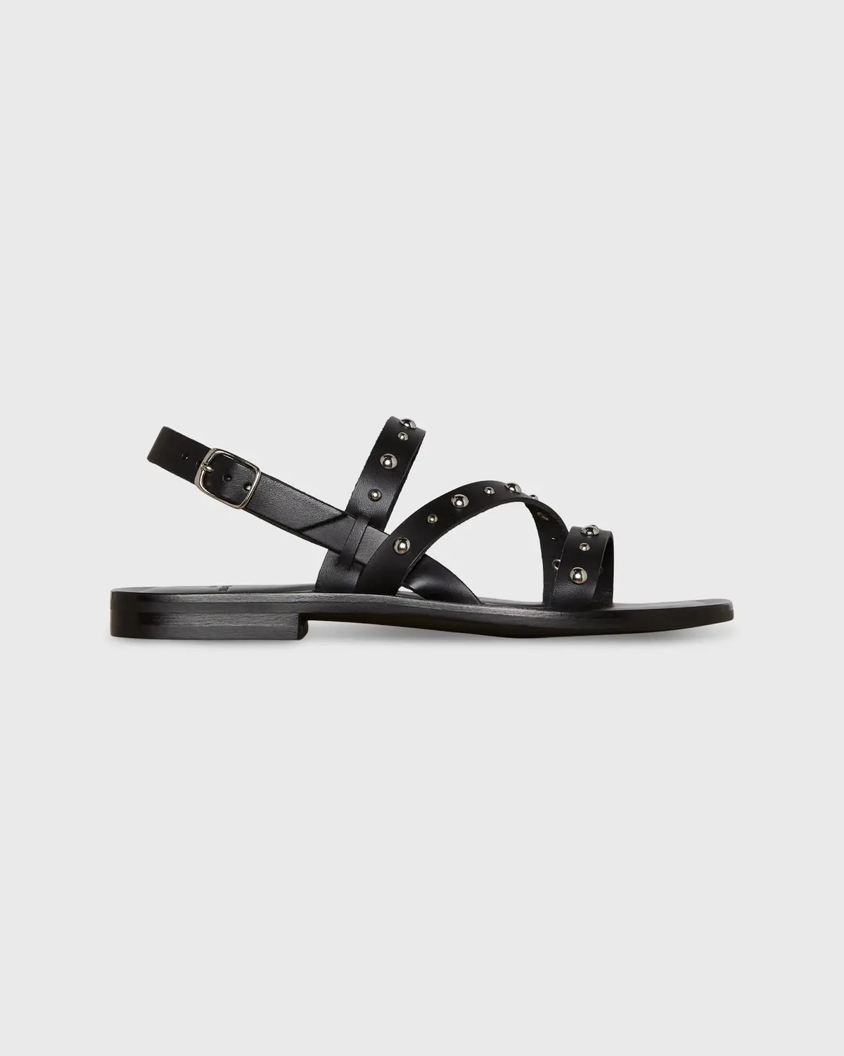 Strappy Studded Sandal In Black Leather 1