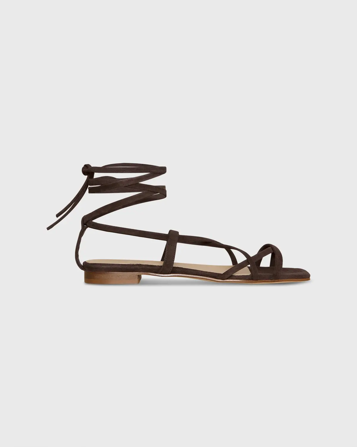 Chloe Tie Sandal In Chocolate Suede 1
