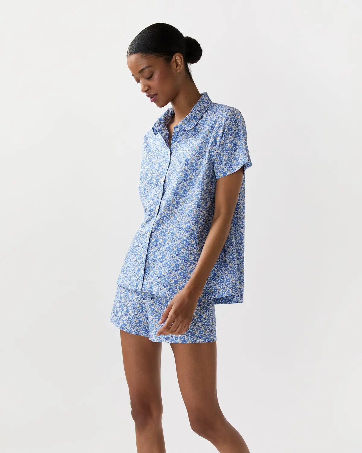 Jasmine Pajama Shorts Set In Blue Betsy Ann Liberty Fabric 1