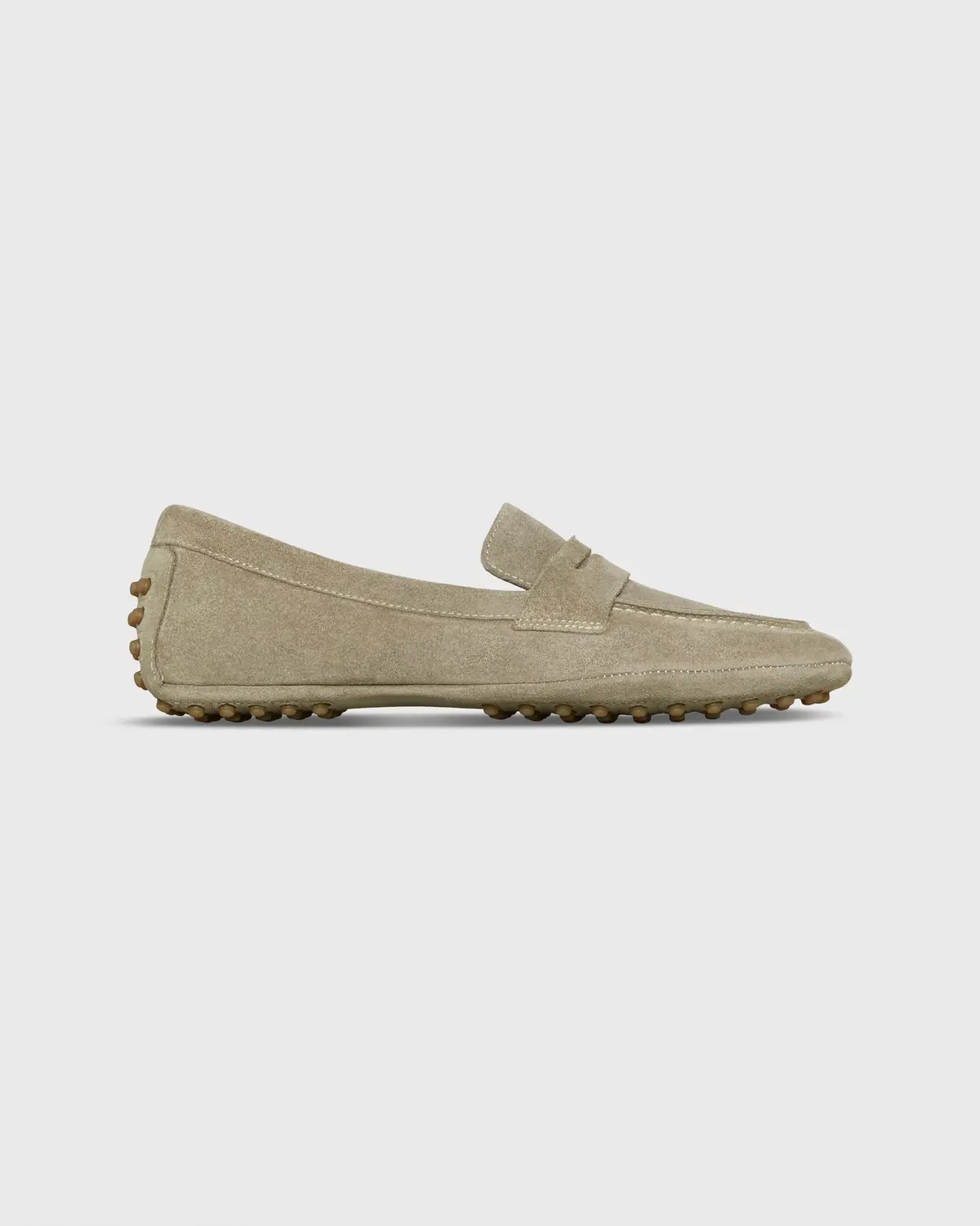 Square Driver Loafer In Stone Suede 1