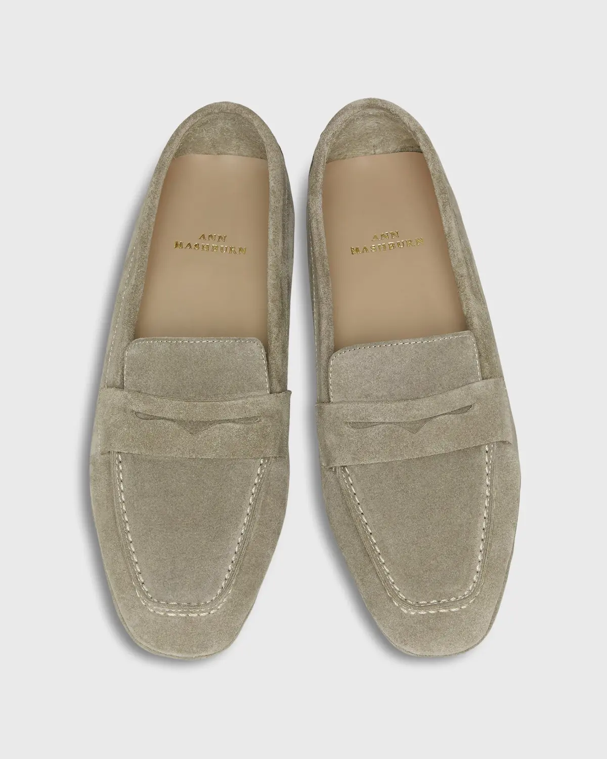 Square Driver Loafer In Stone Suede 2