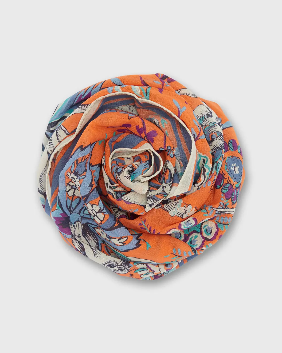 Pagoda Square Scarf In Coral Cotton 1