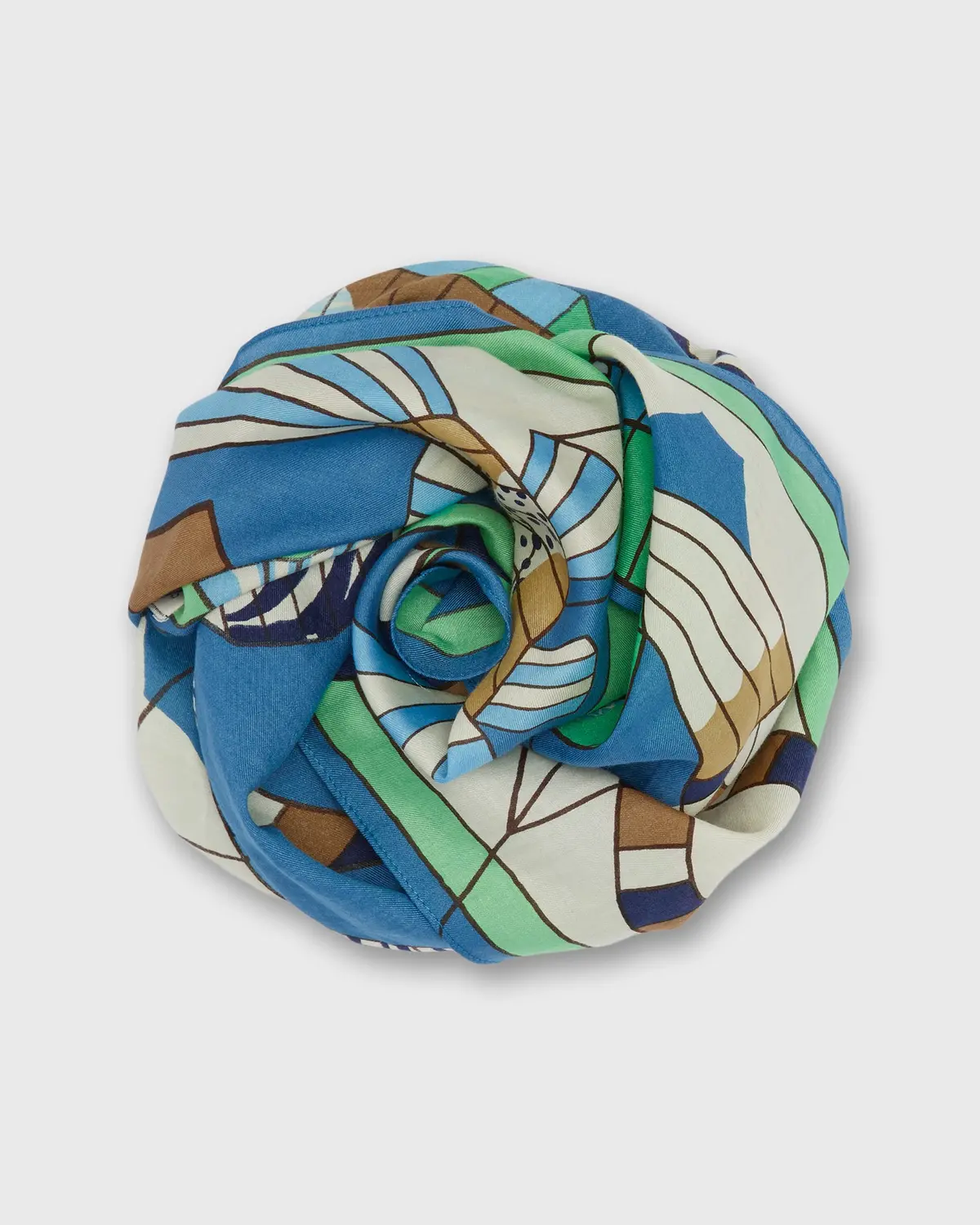 Cerfs Volants Square Scarf In Green Cotton Silk 1