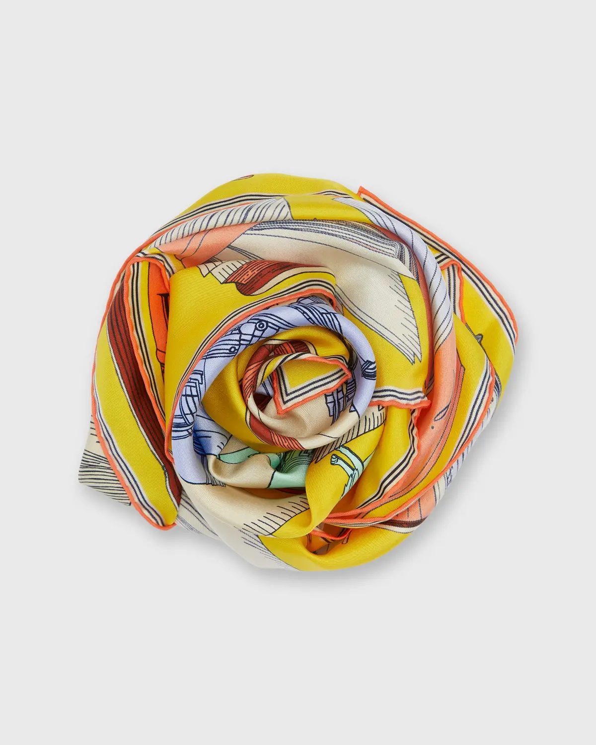 Museum Square Scarf In Yellow Silk 1