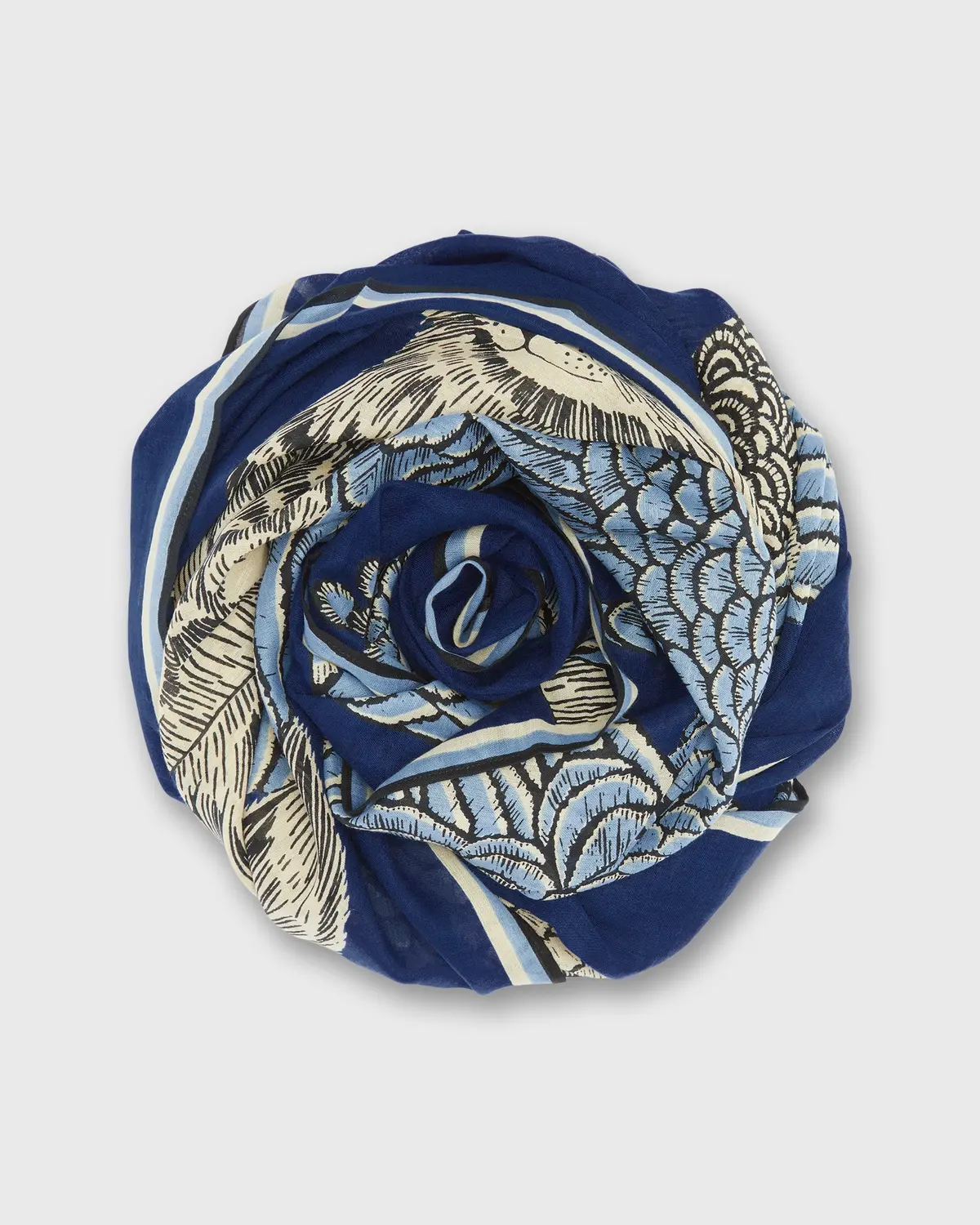 Caracat Scarf In Blue Cotton 1