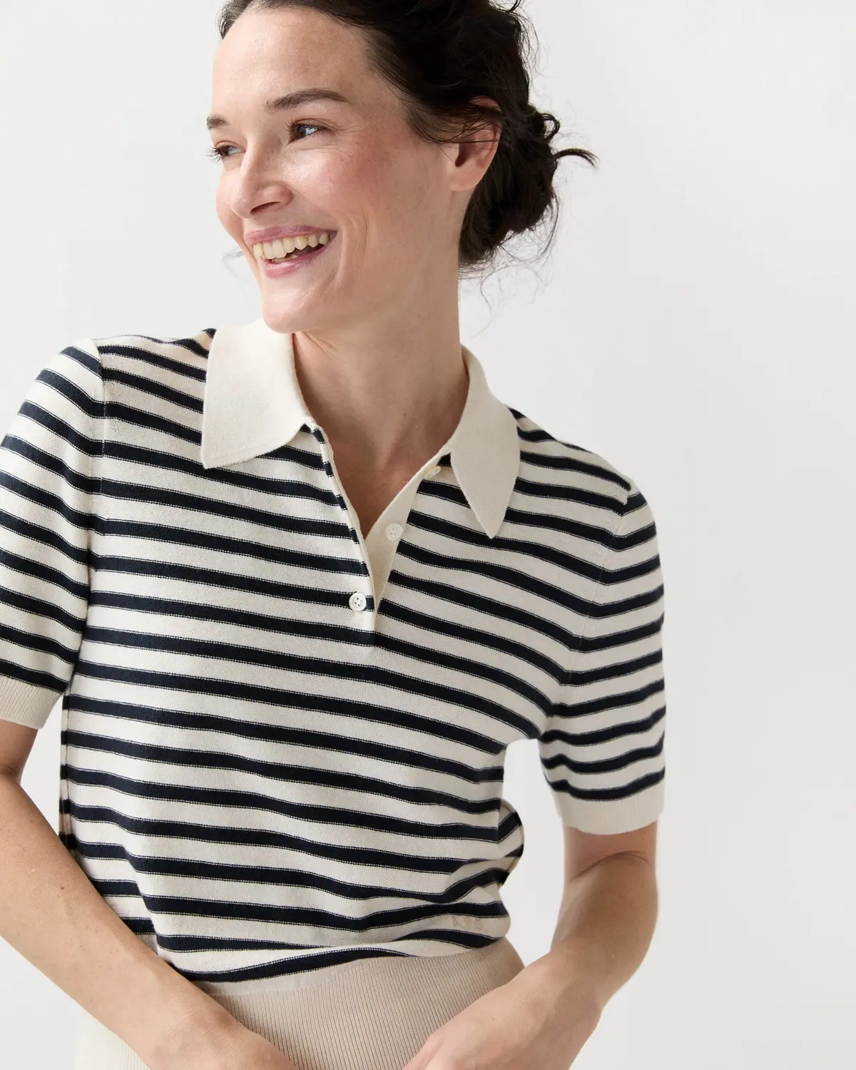 Ruby Polo In Ecru/Dark Navy 1