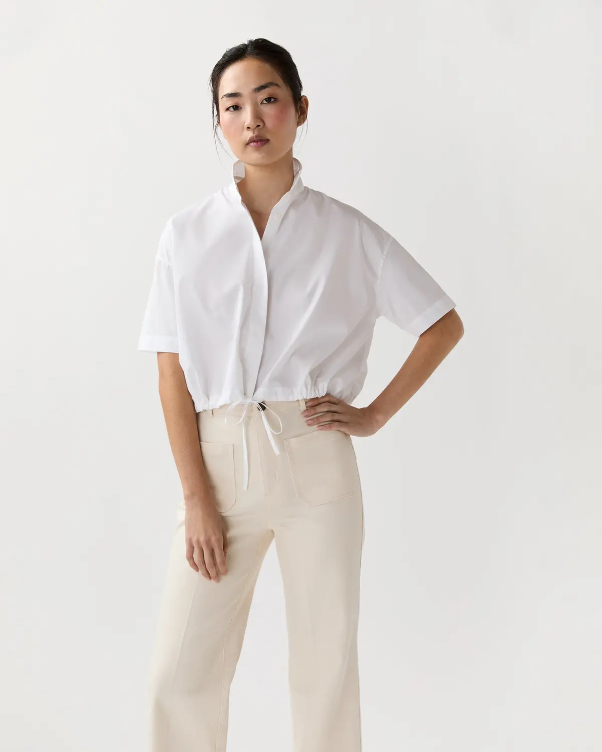 Tie-Waist Shirt In White 1