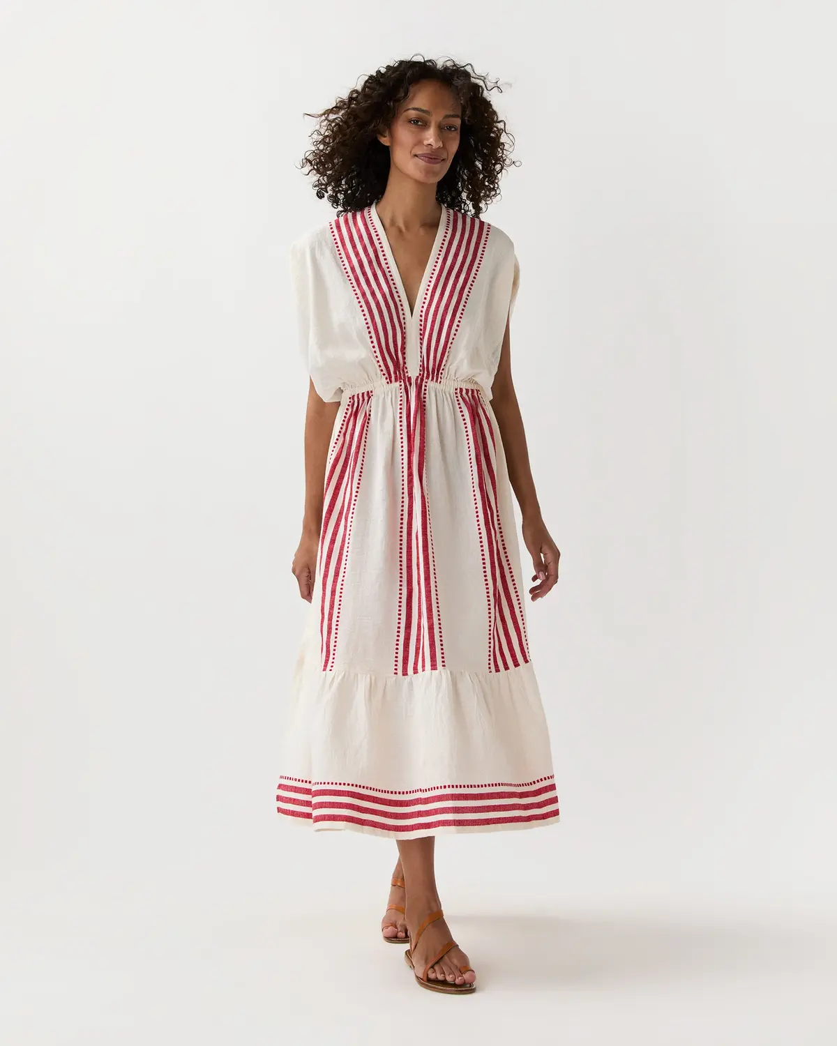 Leila Plunge Dress In Eshe Red 1
