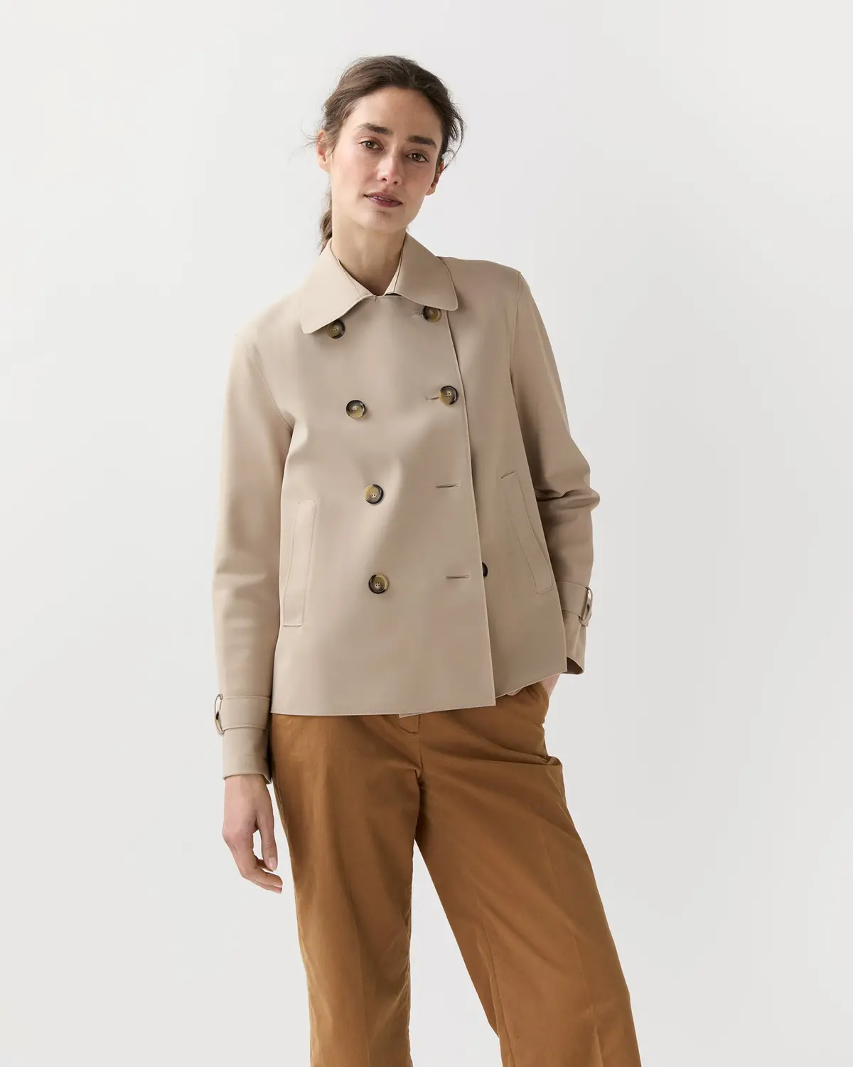 Cropped Trench Coat In Sand 1