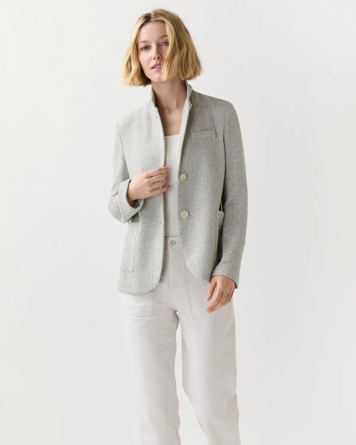 Stand Up Collar Blazer In Ash 1