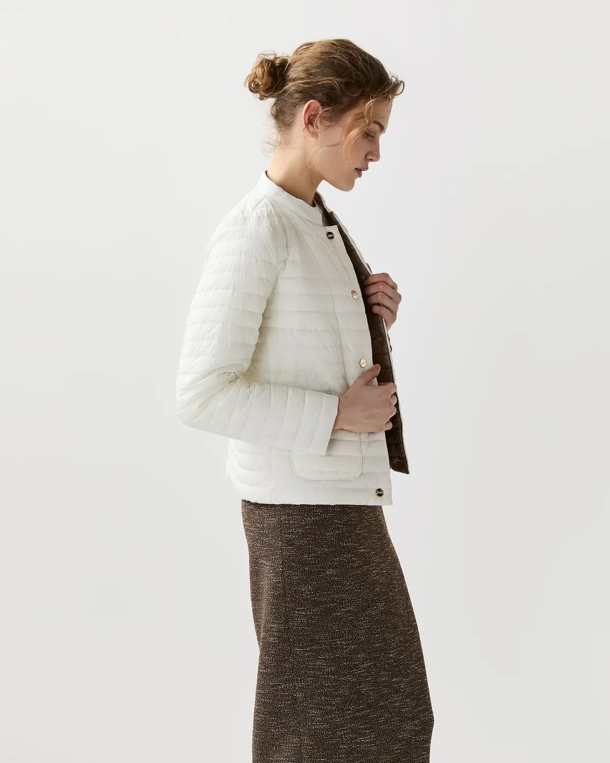 Matte/Shiny Reversible Short Jacket In White 4