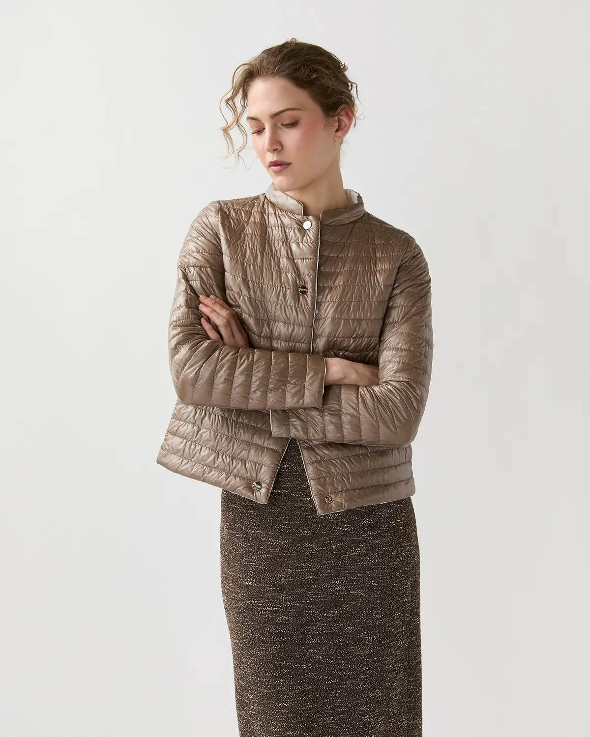 Matte/Shiny Reversible Short Jacket In White 6