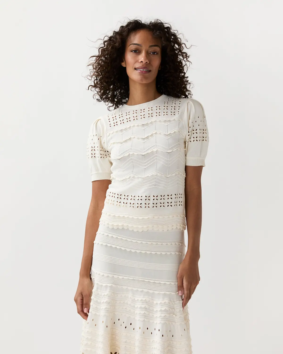 Marcelena Eyelet Top In Cowrie 1