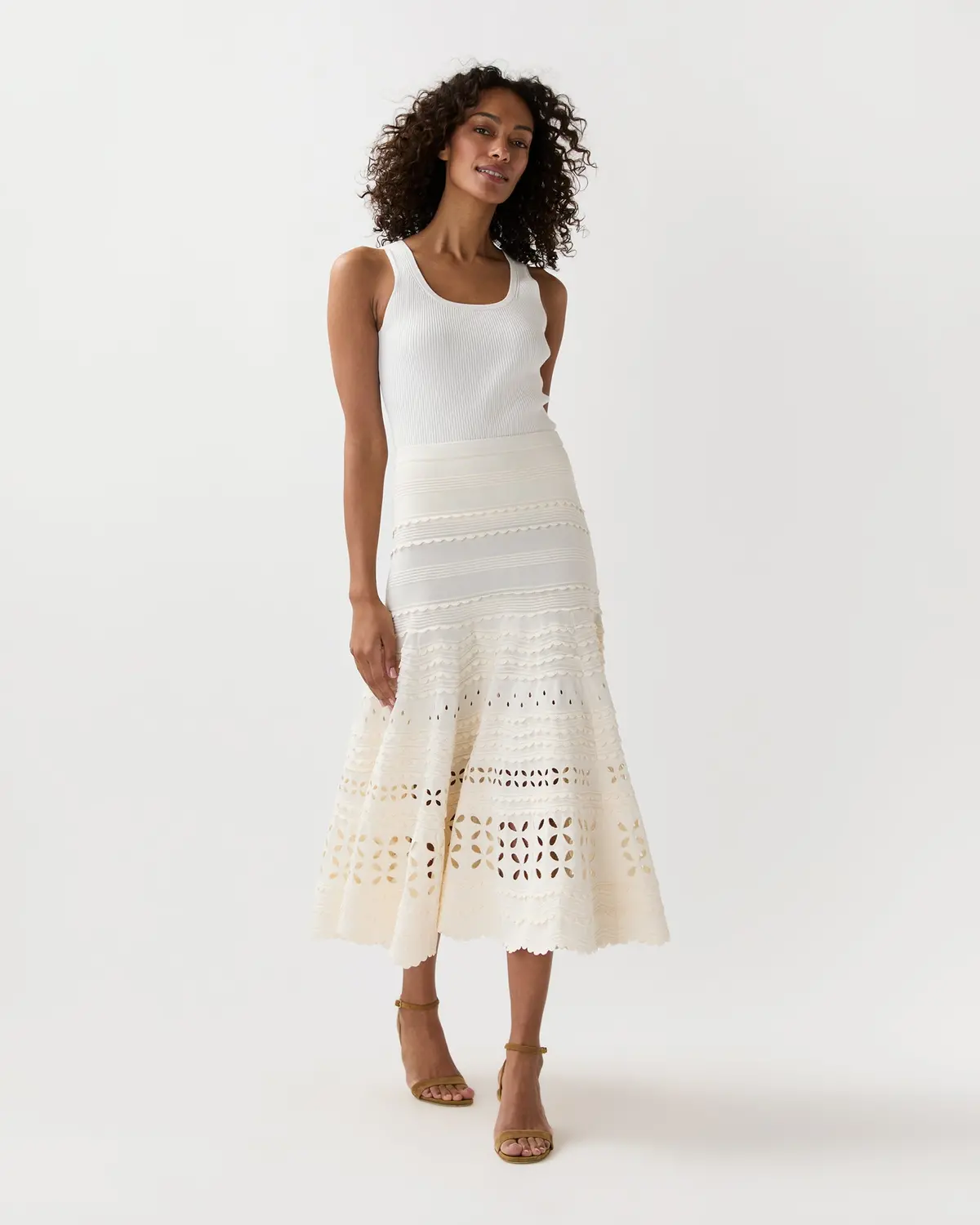 Annisa Eyelet Skirt In Cowrie 1