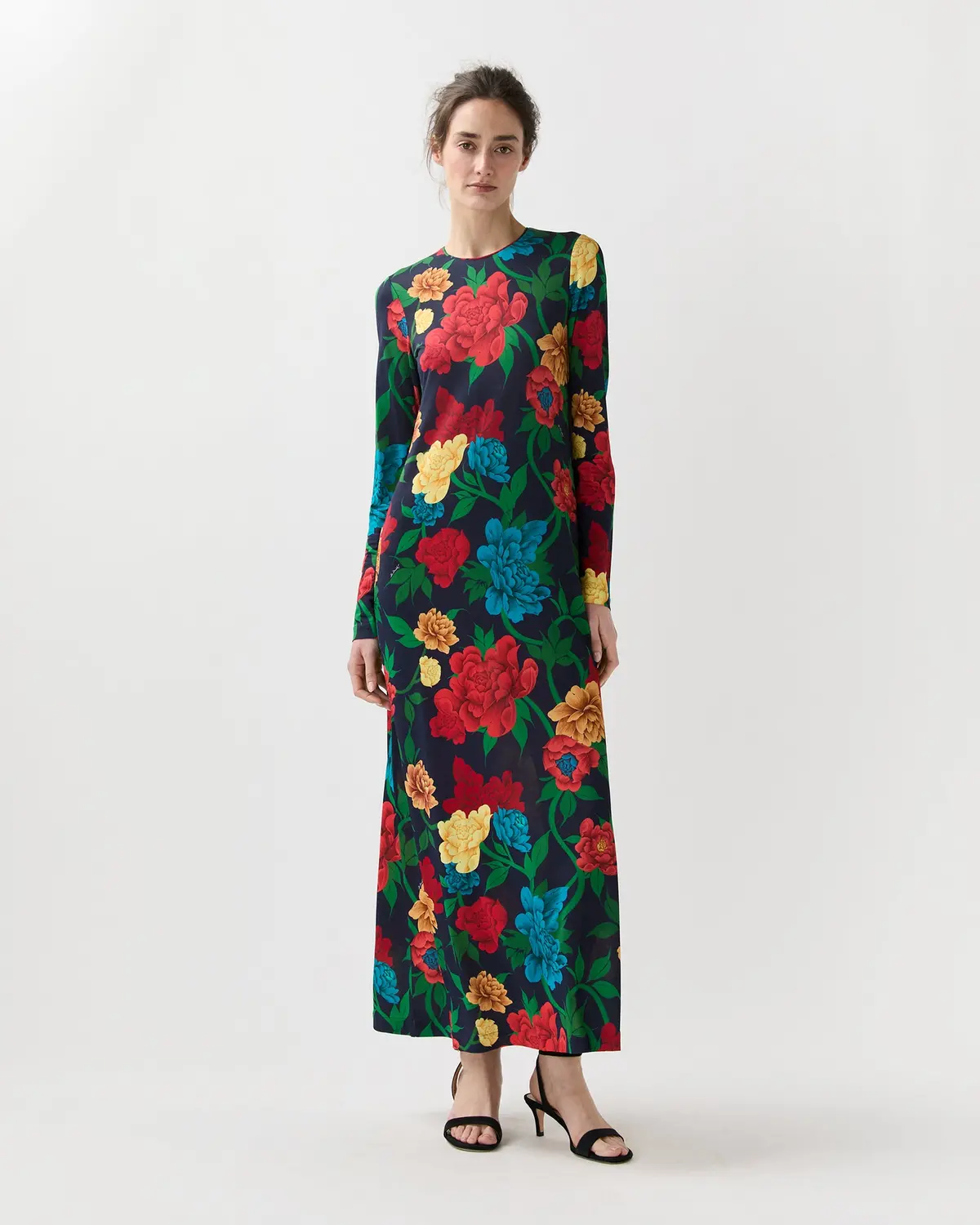 Long Sleeve Swing Dress In Queen Peony 1