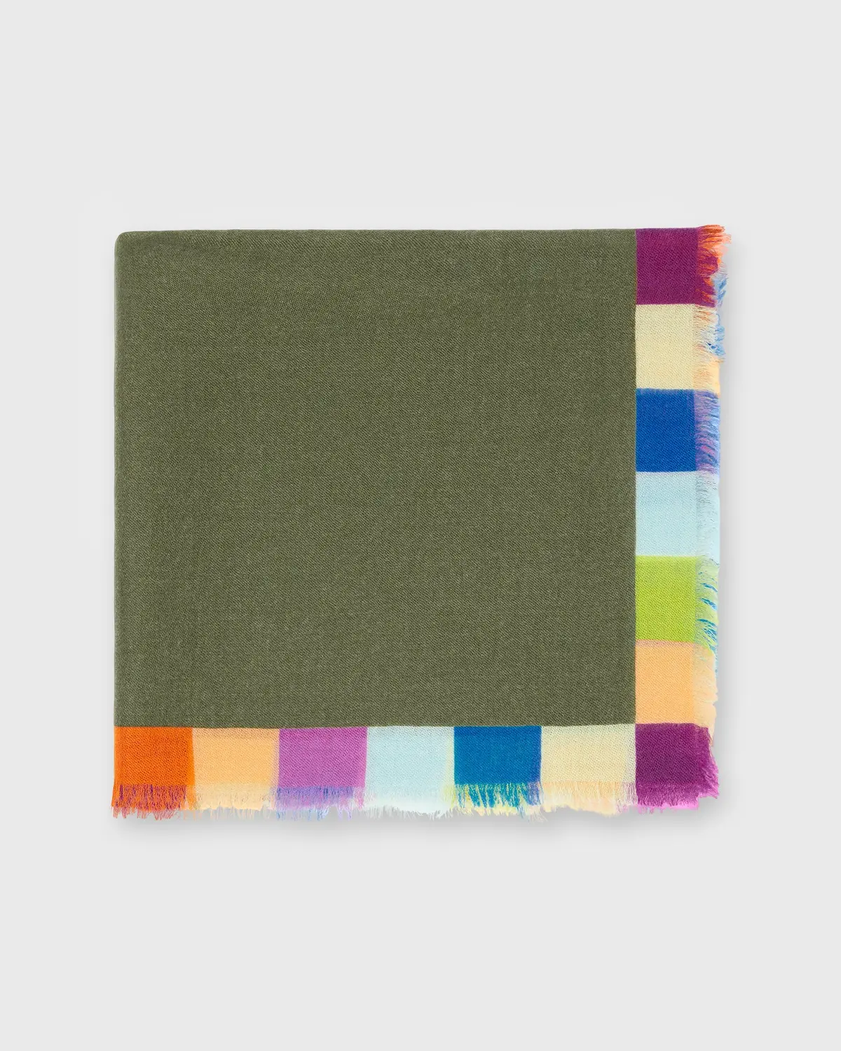 Cashmere Square Scarf In Olive/Multi 2