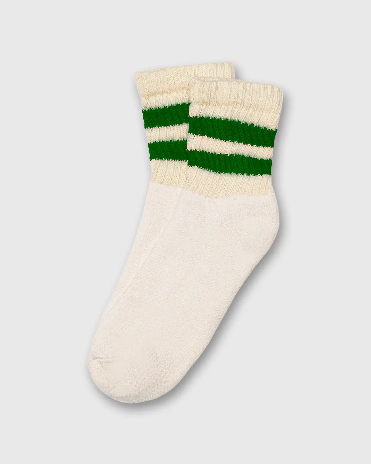 Retro Stripe Quarter Crew Socks In Kelly Green 1