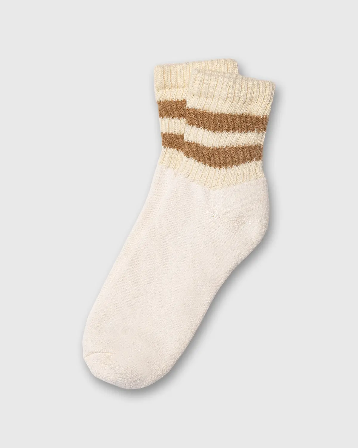 Retro Stripe Quarter Crew Socks In Acorn 1