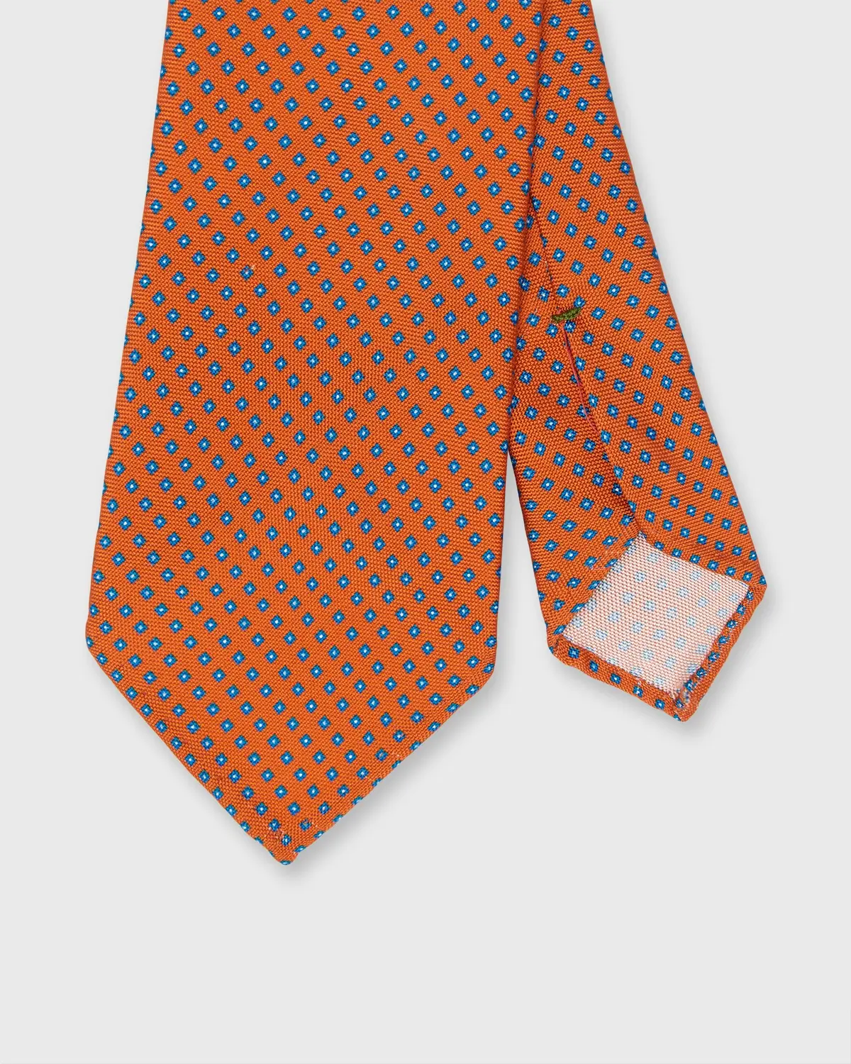 Silk Print Tie In Orange/Riviera Square 1