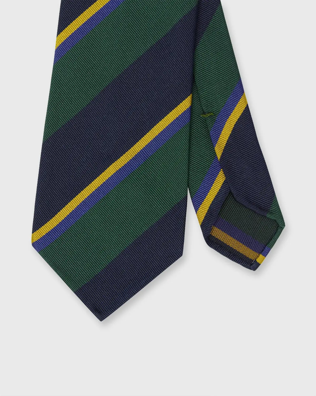 Silk Woven Tie In Navy/Forest/Blue Multi Stripe 1