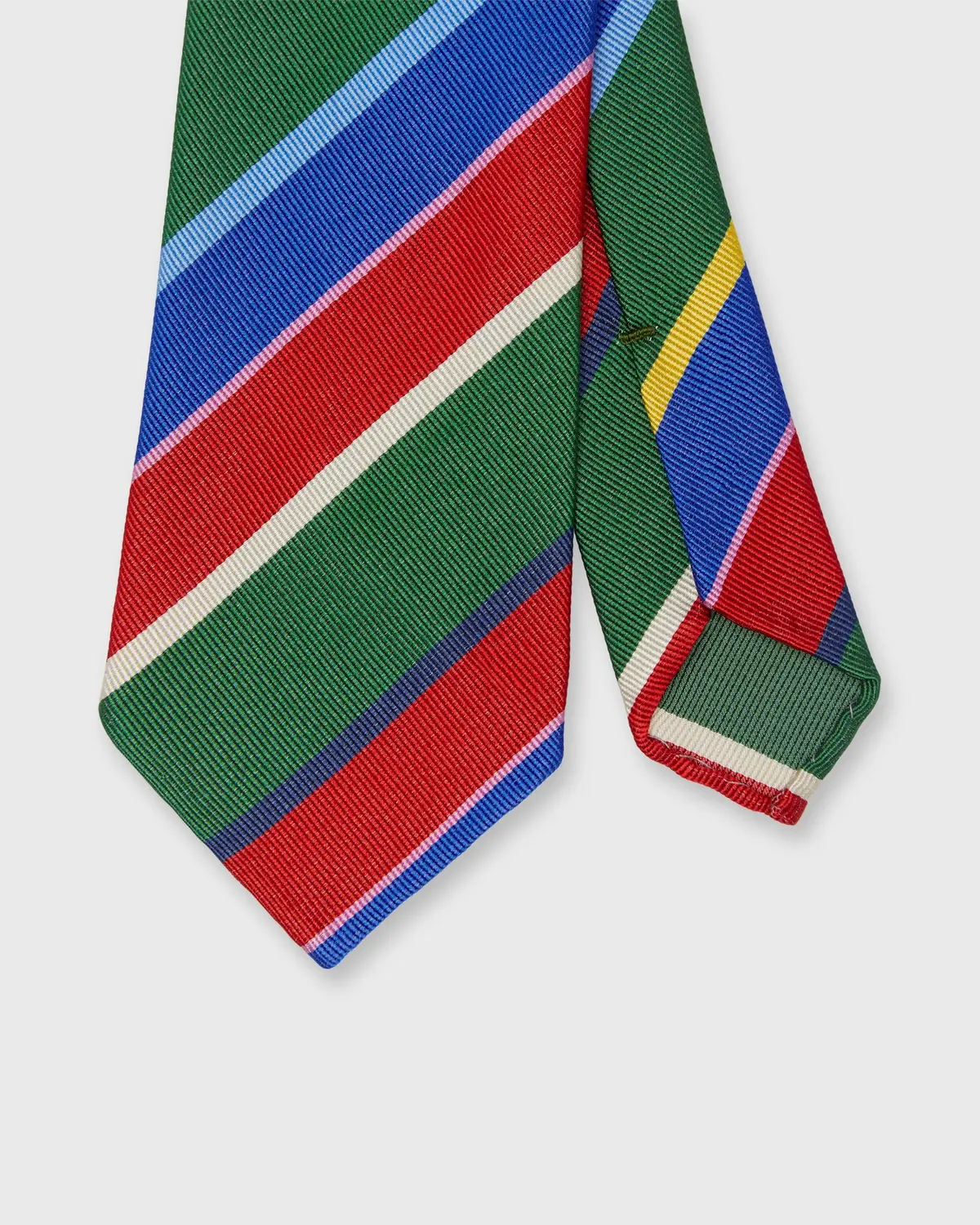 Silk Woven Tie In Green/Blue/Red Bold Multi Stripe 1