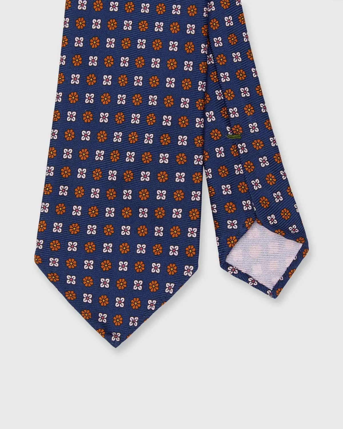 Silk Print Tie In Navy/Nantucket/Soft Pink Flower 1
