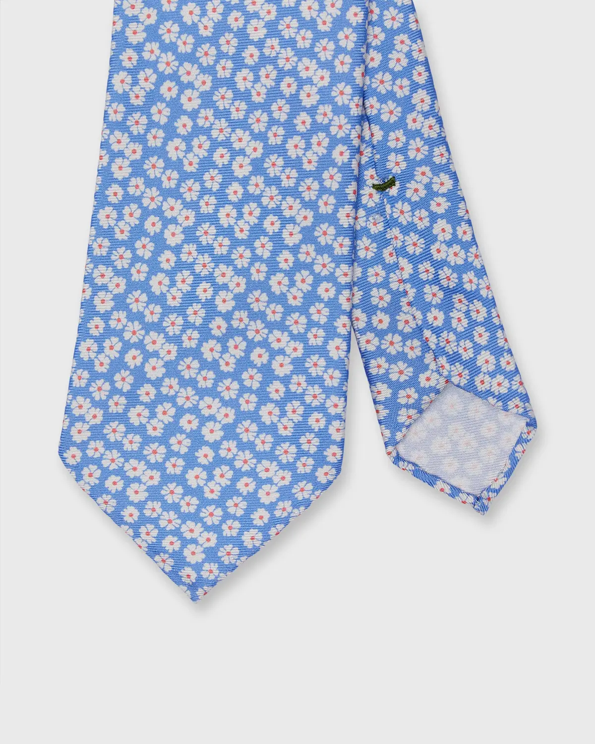 Silk Print Tie In Sky/Bone/Pink Floral 1