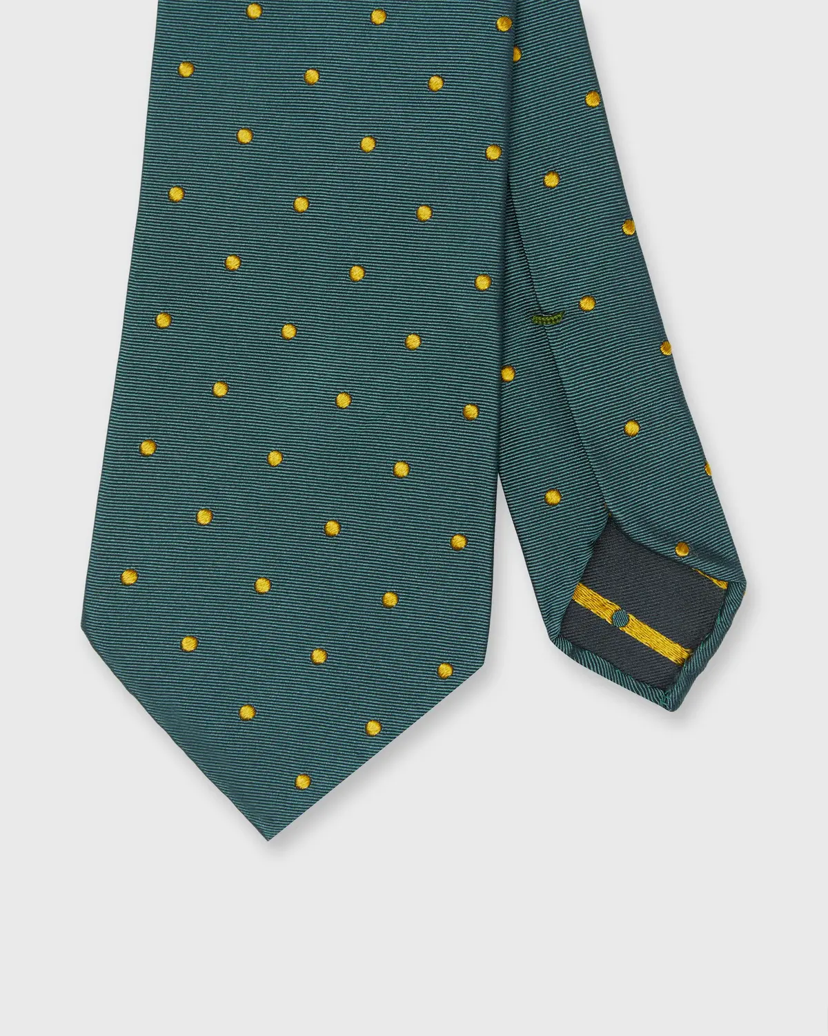 Silk Woven Tie In Spruce/Yellow Dot 1