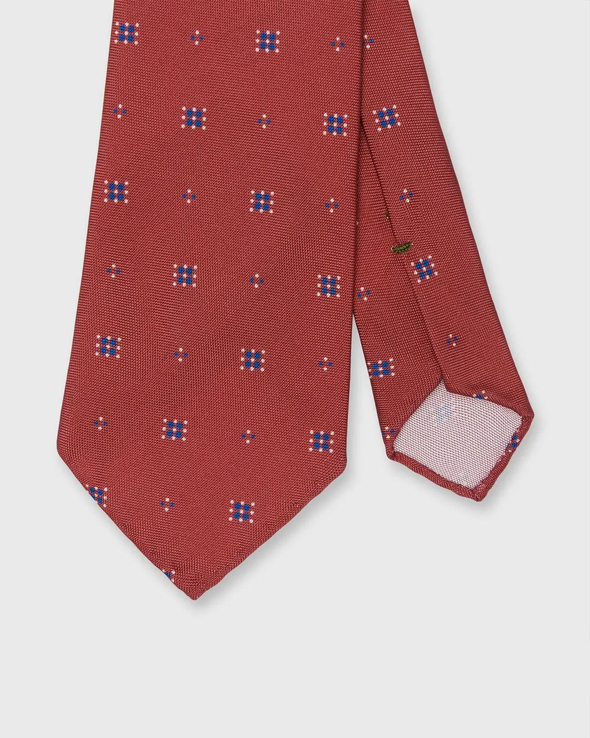 Silk Print Tie In Raspberry/Blue Dot Foulard 1