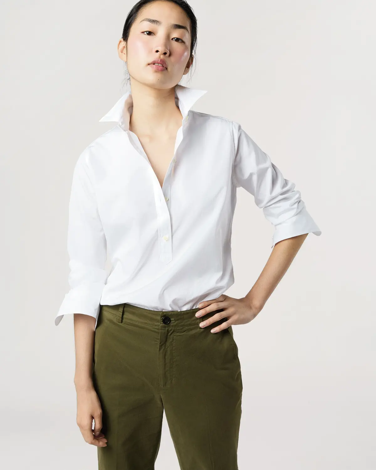 Tomboy Popover Shirt In White Poplin 1