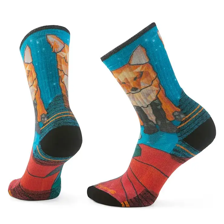 Hike Geo Fox Print Crew Socks - Targeted Cushion (Women's) - Sw002687 1