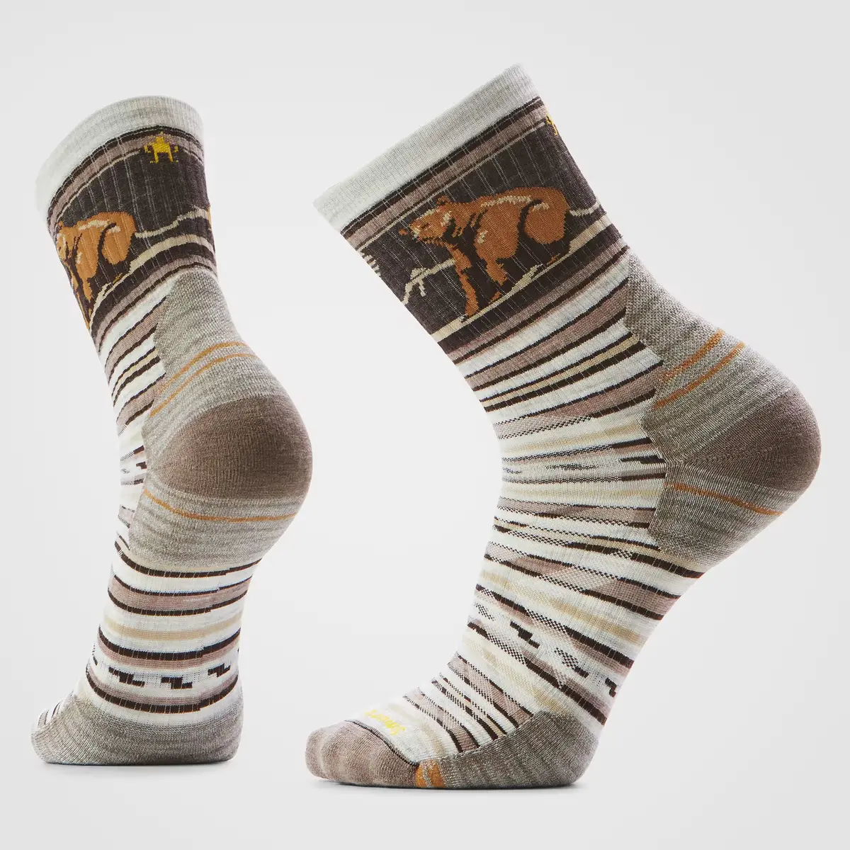 Hike Targeted Cushion Bear Stripe Mid Crew Socks - Sw002880 1