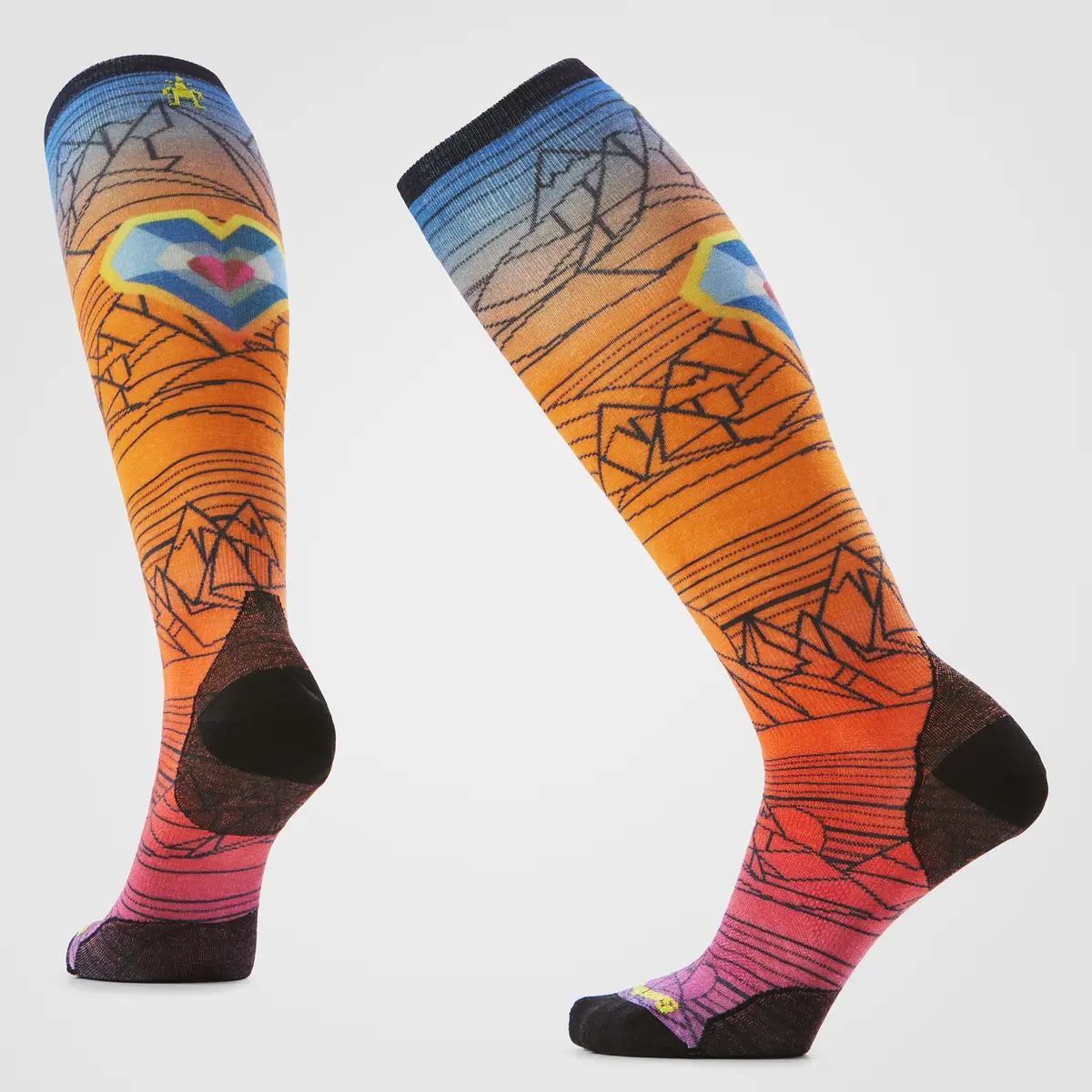 Ski Geo Peaks Print Over The Calf Socks - Zero Cushion - Sw002896 1