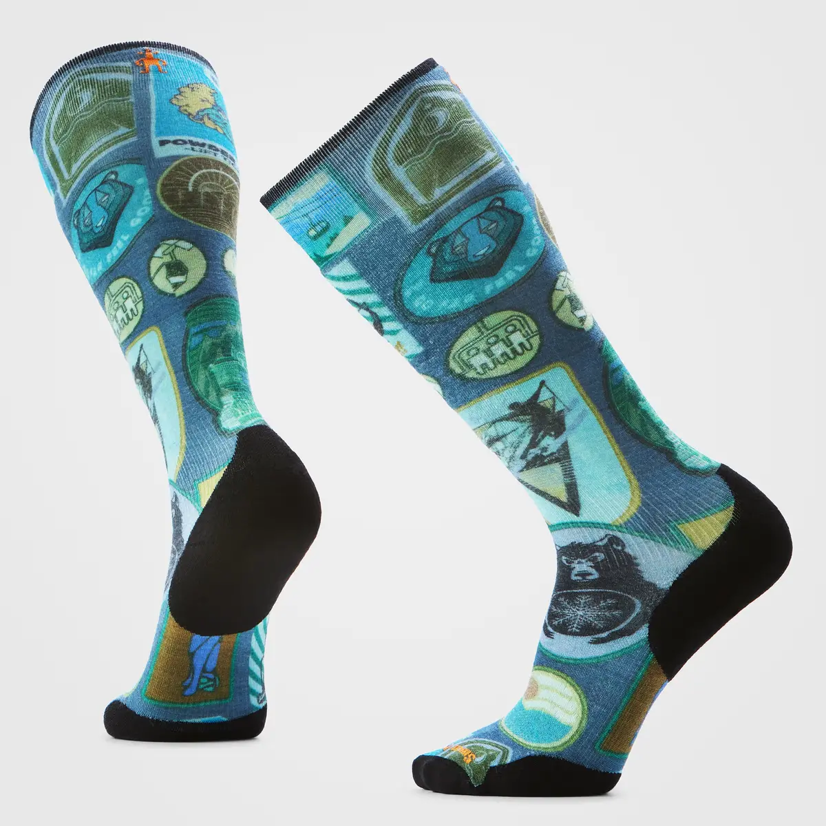 Ski Explorer Print Over The Calf Socks - Targeted Cushion - Sw002897 1