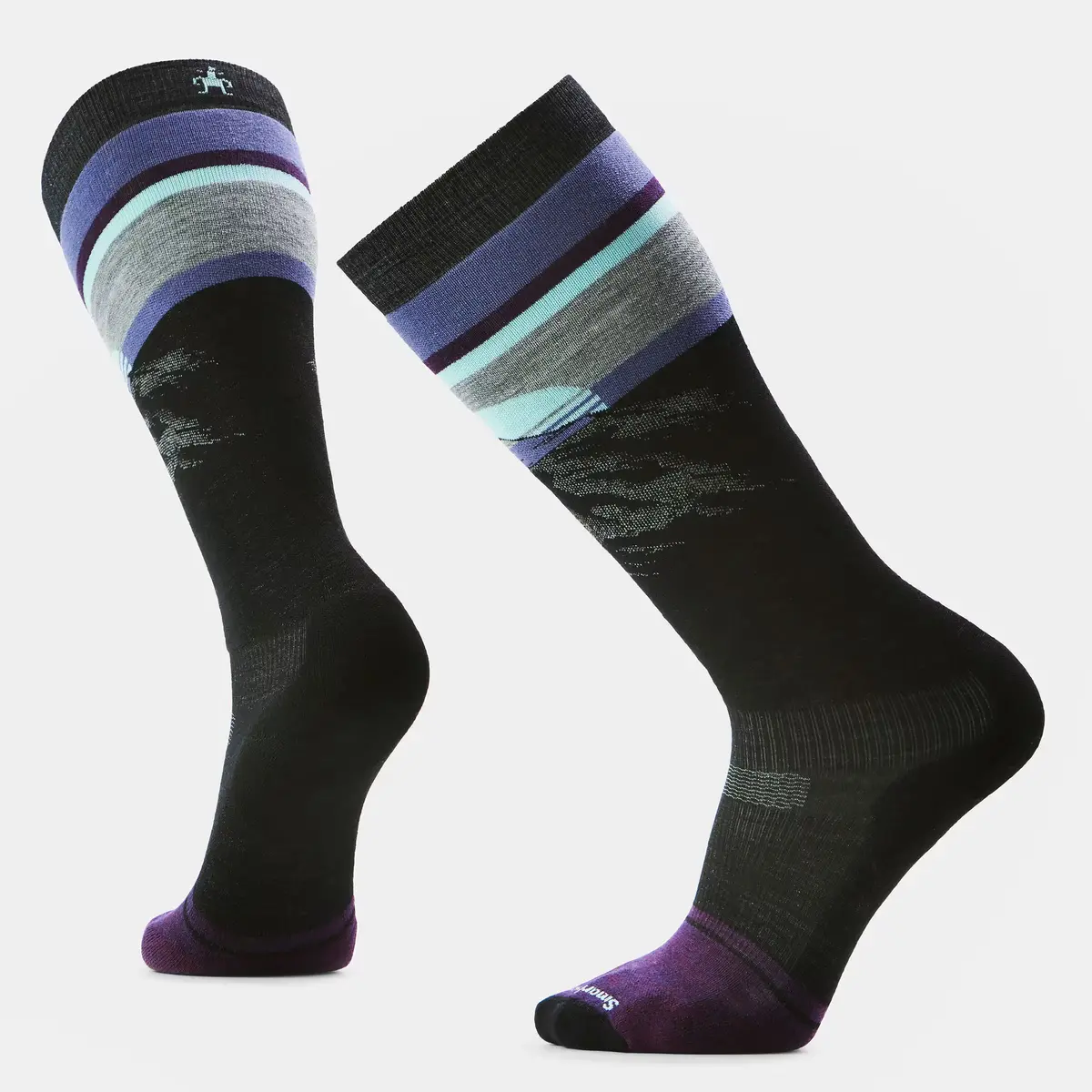 Snowboard Mountain Sunrise Over The Calf Socks - Targeted Cushion - Sw002901 1